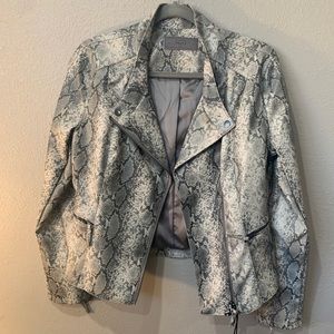 Blank NYC Snake Print Leather Jacket - Gray and Cream